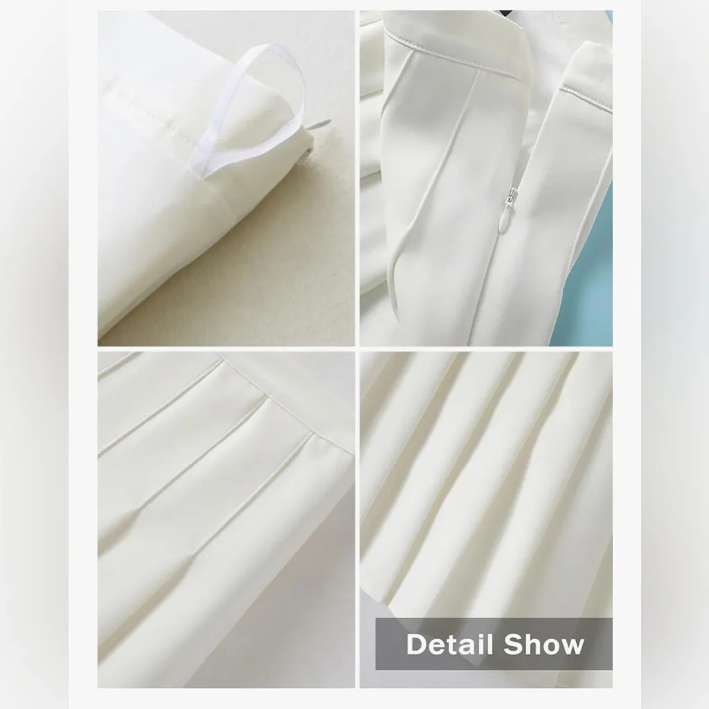 NEW White High Waisted Pleated Tennis School Skater w/ Lining Shorts Skirt XS - Image 8