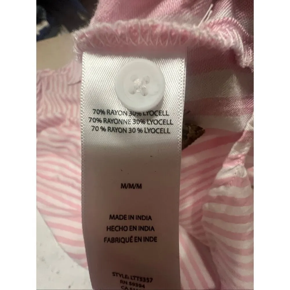 Beachlunchlounge Button down Blouse Sz M Pink/White NWT - Image 5