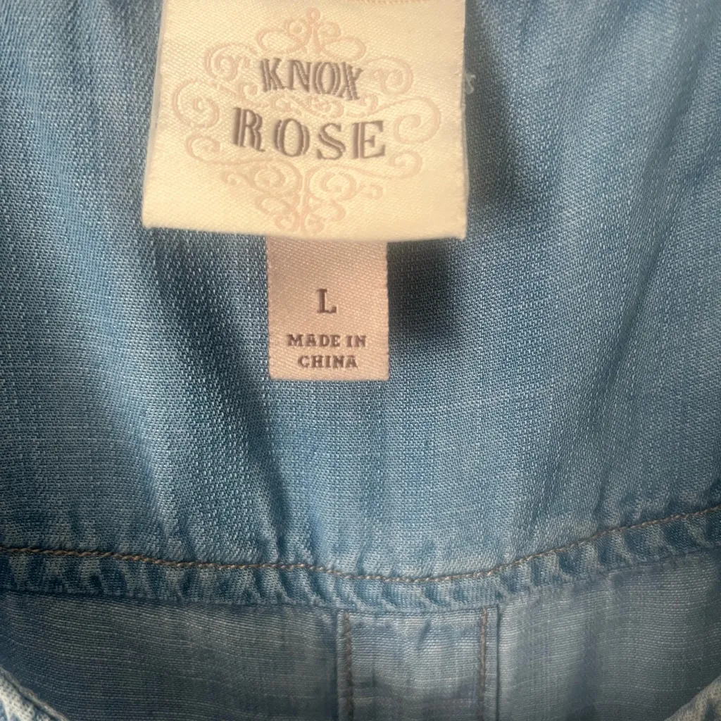 Knox Rose Women’s Denim Blue Sleeveless Jumpsuit Size‎ Large - Image 3