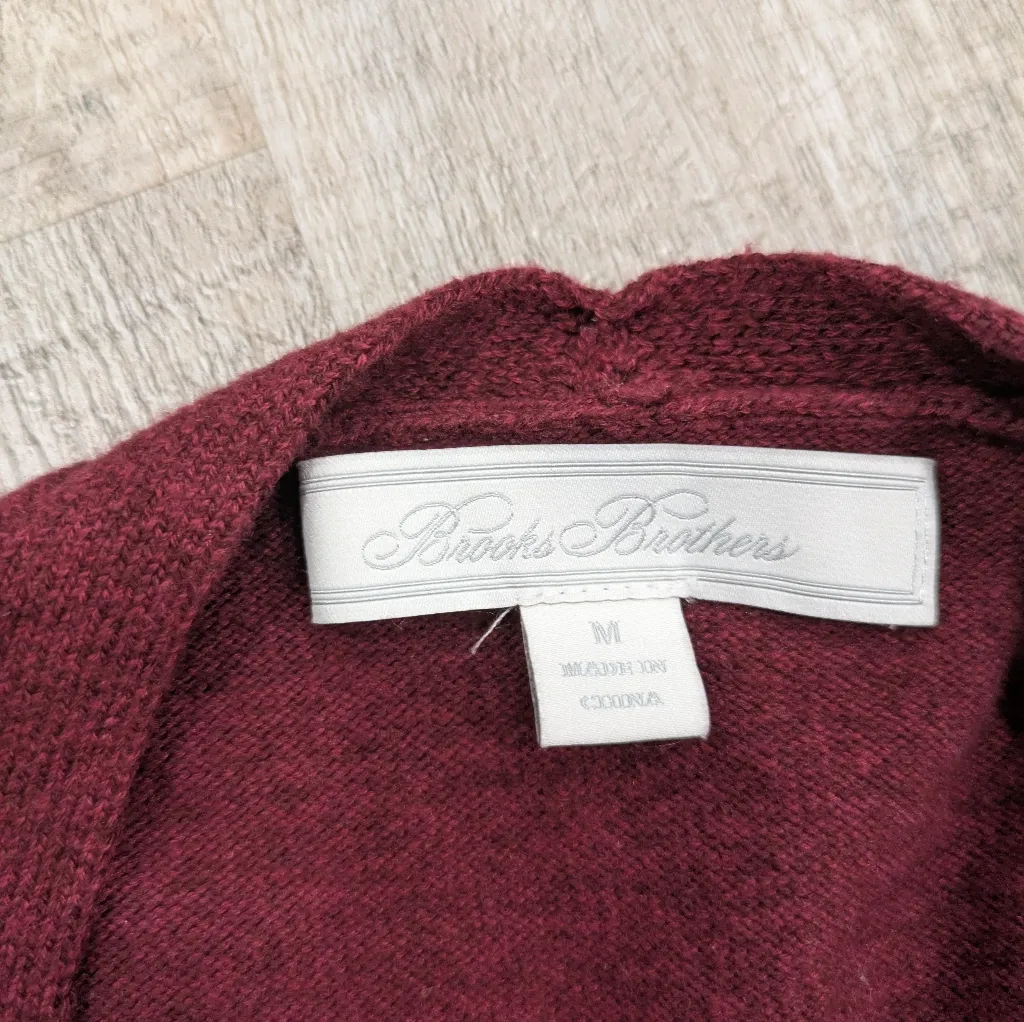 Brooks Brothers Maroon Faux Wrap Sweater Size Medium - Image 4