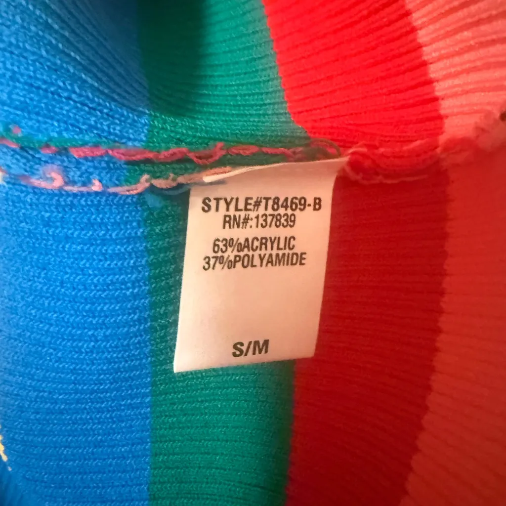 DaintyByBey Rainbow Striped Heart Cutout Crop Tank Top Stretchy Red Size M - Image 5