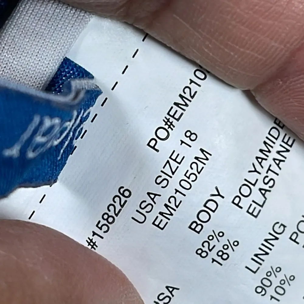 Elemar White Tropical Leafy Ruched Swimsuit Purple Teal Size 18 EUC #0448 - Image 7