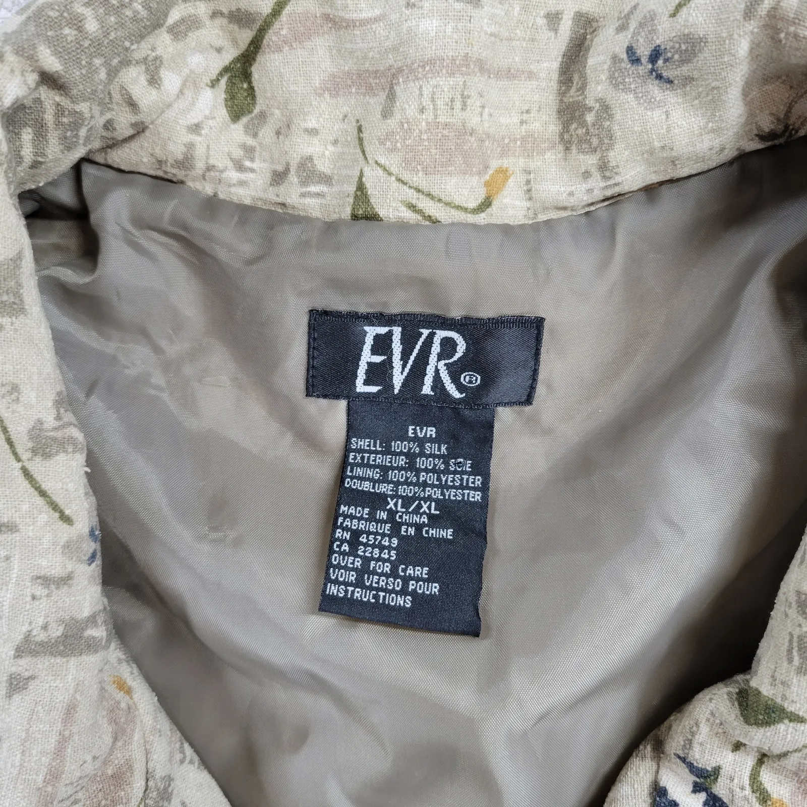 Vtg EVR Silk Bomber Jacket Womens XL Green Floral Tulips Camo Zip Up Streetwear - Image 13