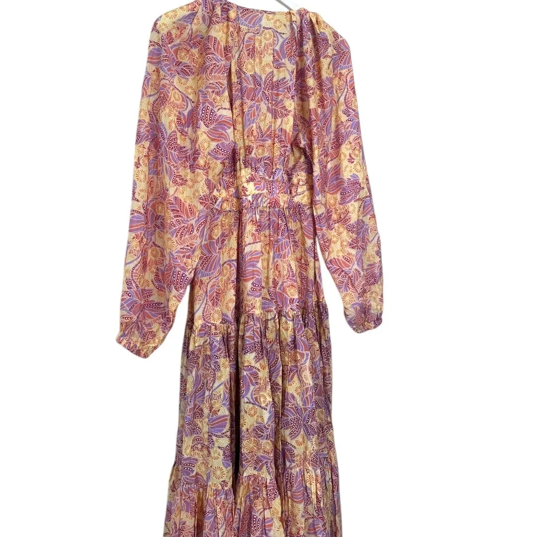 A.L.C. Loretta Long Sleeve Tiered Midi Dress in Abstract Floral Print Size 4 - Image 7