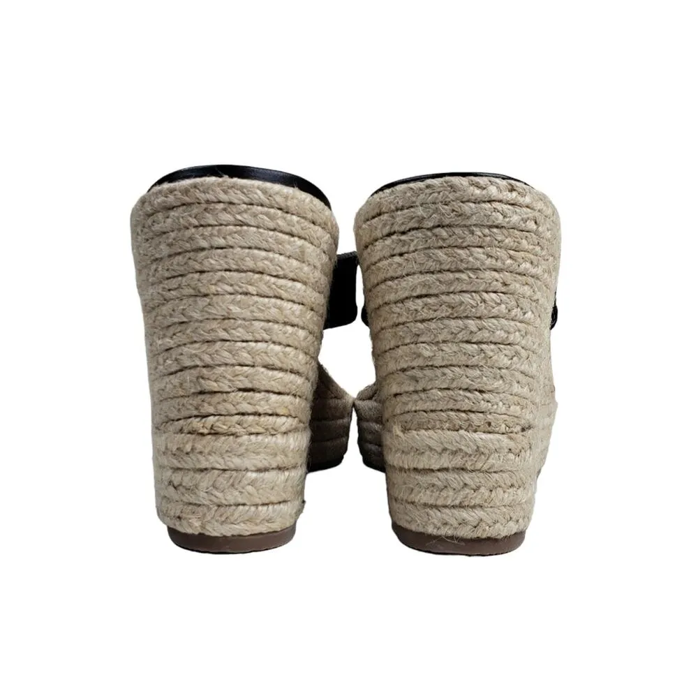 Jack Rogers Rowan Platform Espadrille Leather Wedge Sandal in Black NEW - Image 6