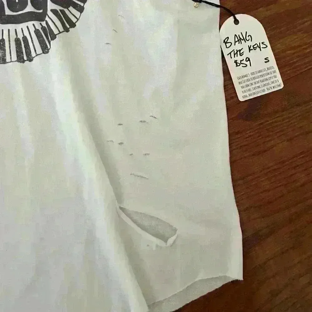 Mamie Ruth I Bang The Keys Tank Band Wife Piano Keyboard wifey Size Small NWT White - Image 9