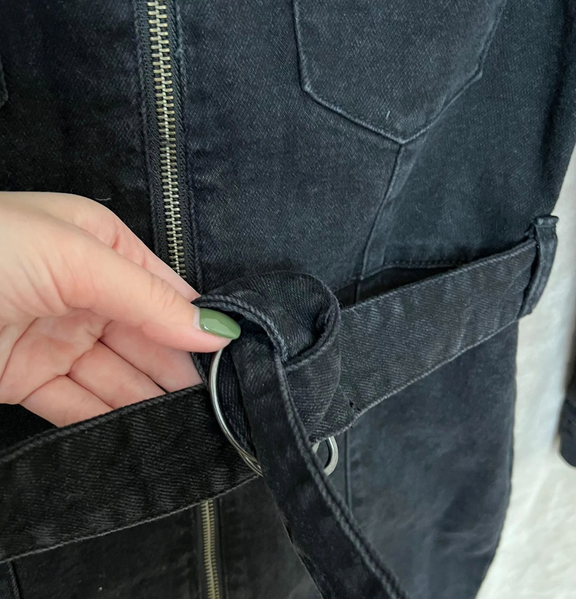 Black Denim Full Zip Dress - Image 4