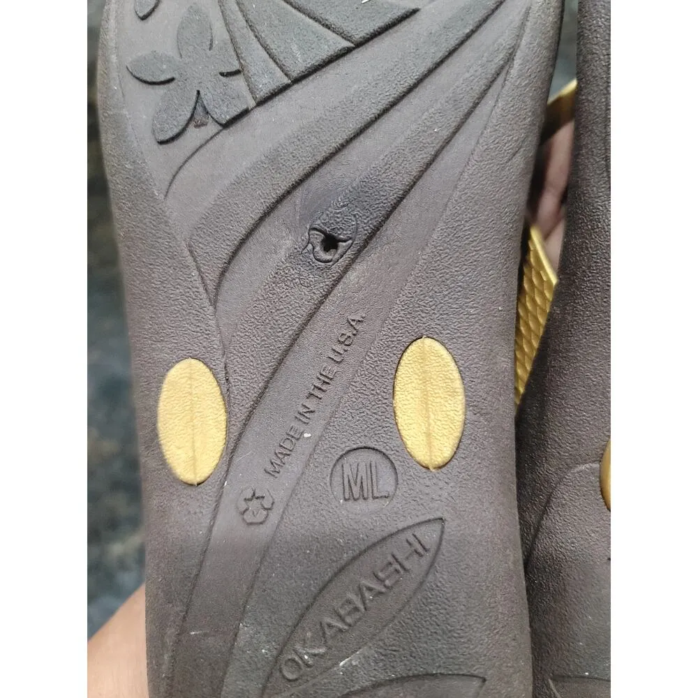 Okabashi Flip Flops Sandals Womens Size ML Brown Beige Rubber Slip Resistant - Image 11