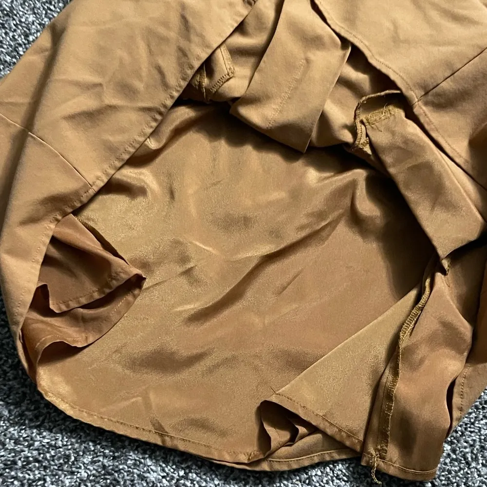 khaki beige sleeveless pleated mini wool dress 6 - Image 12