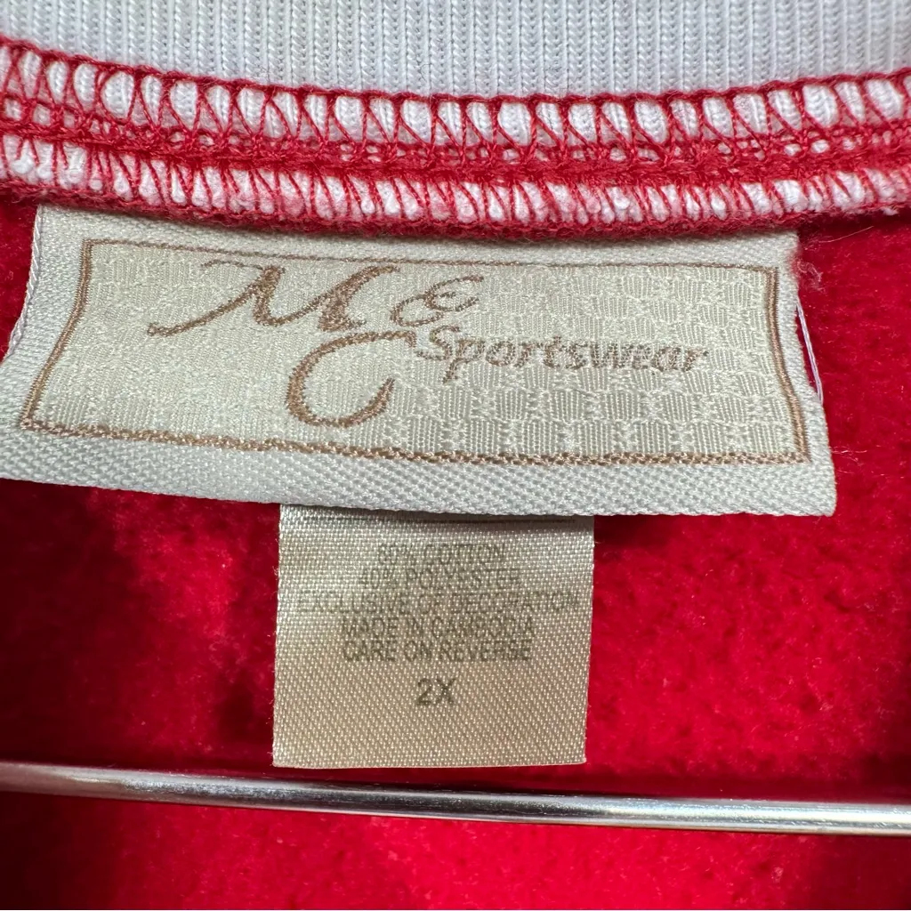 Christmas Santa Red Sweatshirt Vintage MC Sportswear Ugly Sweater Holiday Funny Size 2X - Image 4