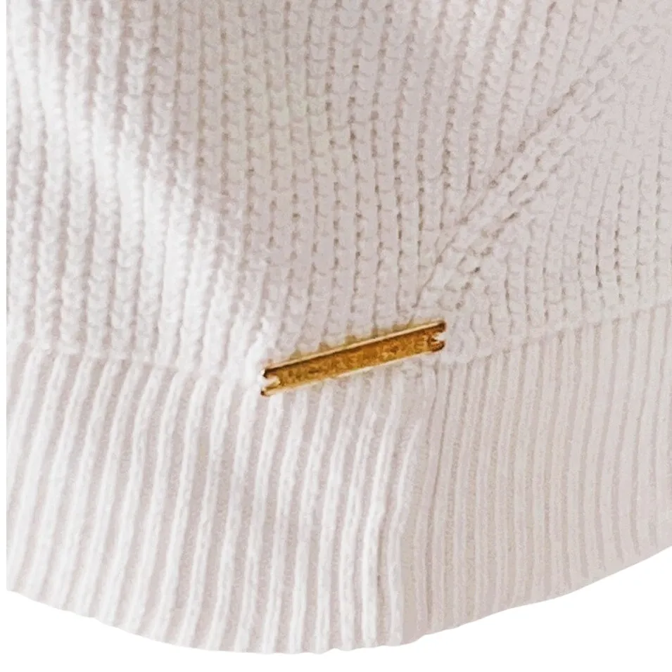 MICHAEL KORS White Cotton Waffle Knit Pullover Hoodie Sweatshirt ~ Women's XL - Image 5