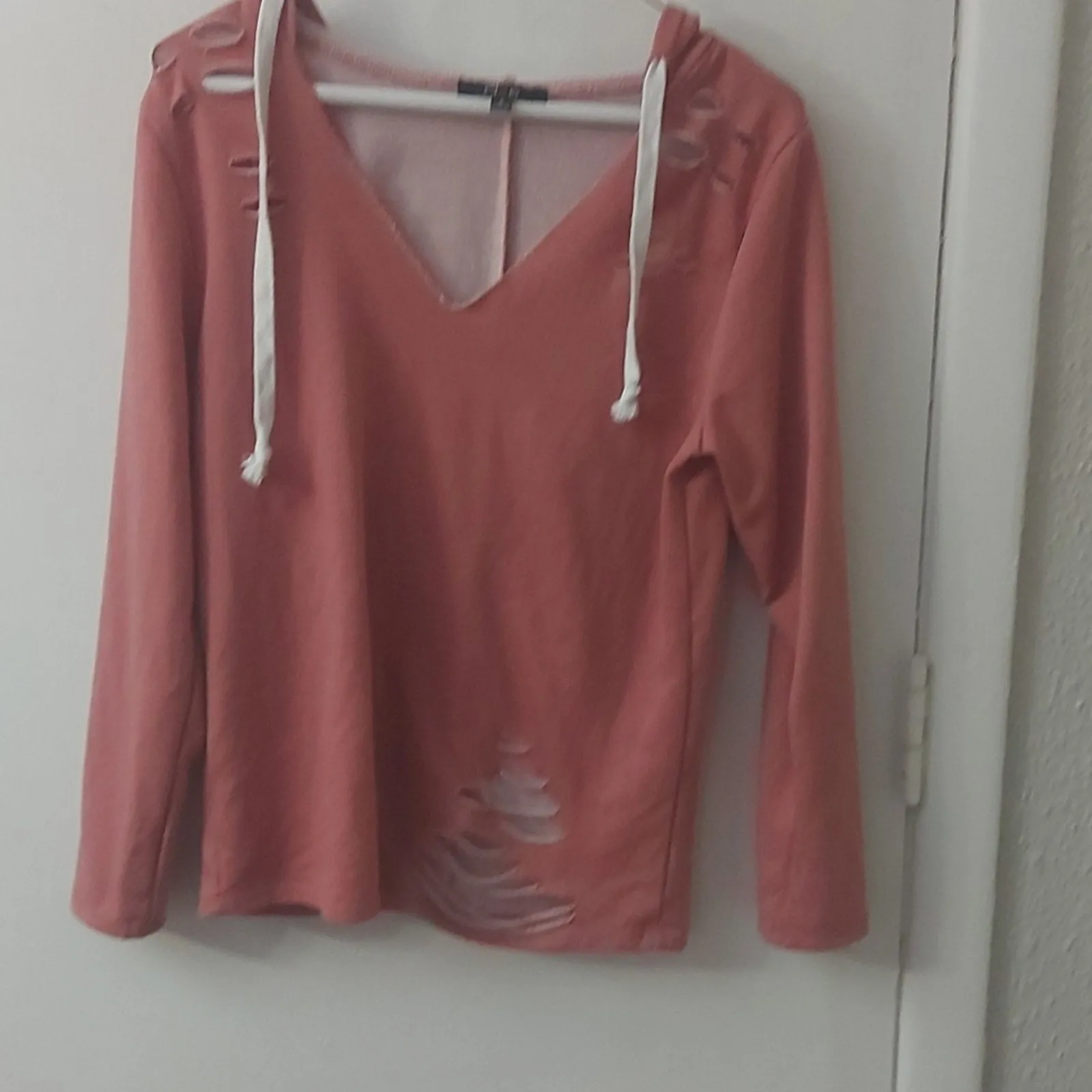 Cleo Distressed Pink Hoodie S Pastel Normcore Sportswear Gorpcore Classic Grunge - Image 3