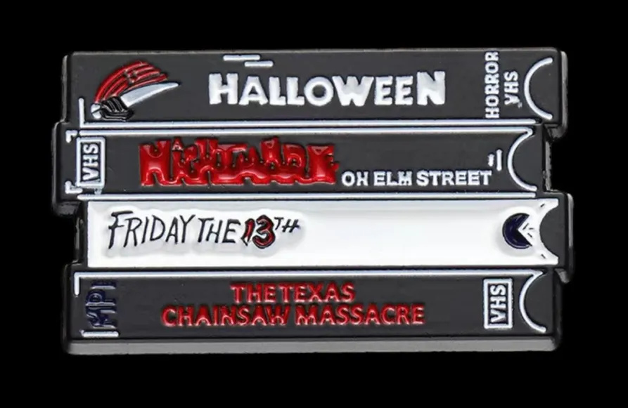 Horror Film Series Brooch Video‎ Tape Halloween Movie Badge Backpacks Jackets Black - Image 2