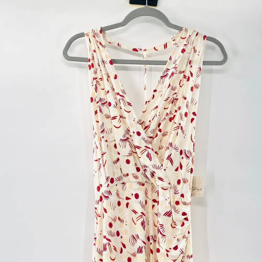 NEW Free People Daria Ivory Printed Sleeveless Halter Slit Maxi Dress T-Back Med - Image 5