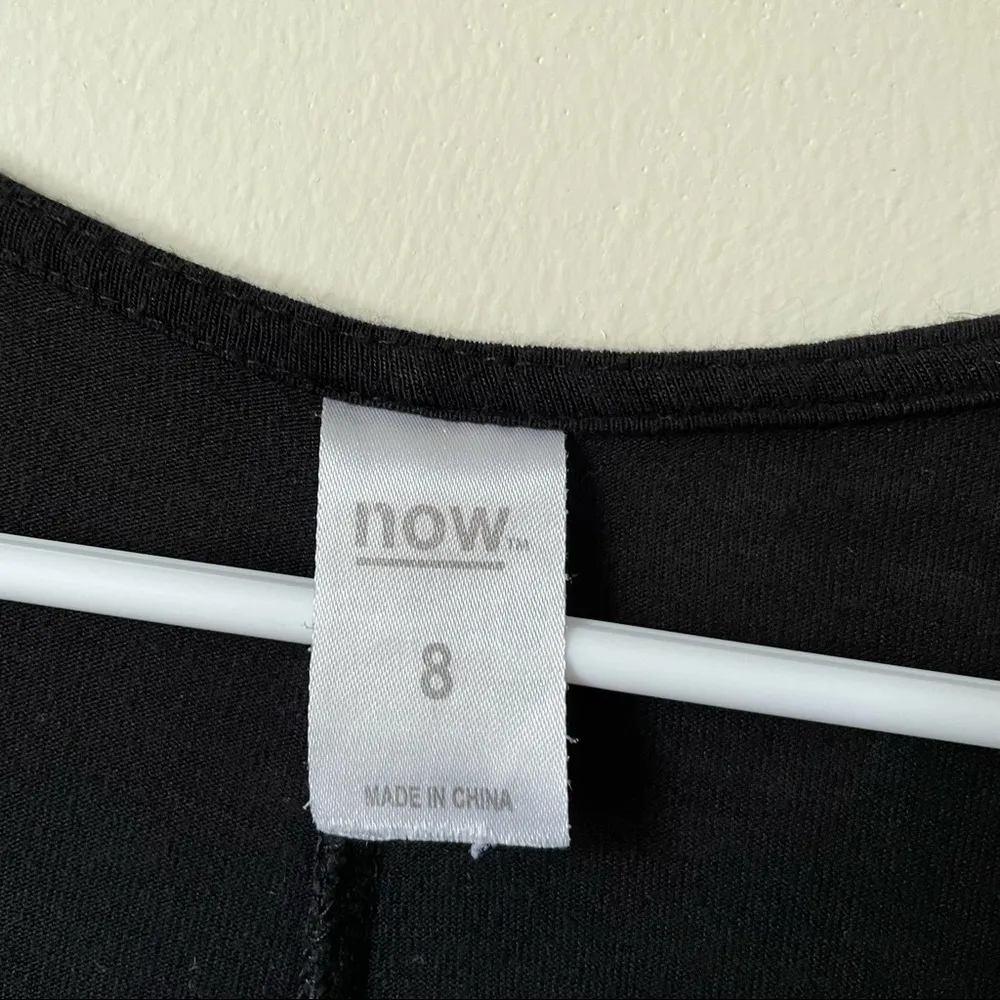 NOW Women’s black minidress flowy boho minimalist vneck tie casual summer dress - Image 4