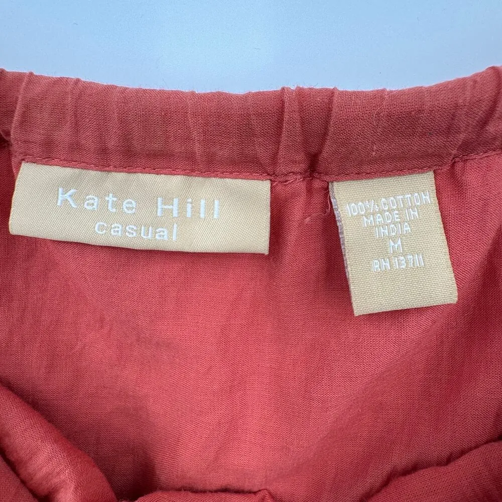 Kate Hill skirt women's M tiered ruffle hem pull on maxi lined eyelet coral - Image 5