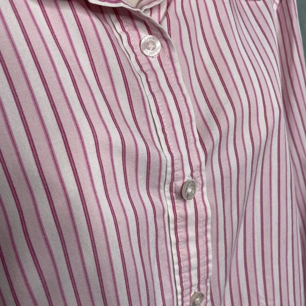 Izod Womens Button Down Shirt Stripe Pink White Size 3X - Image 3