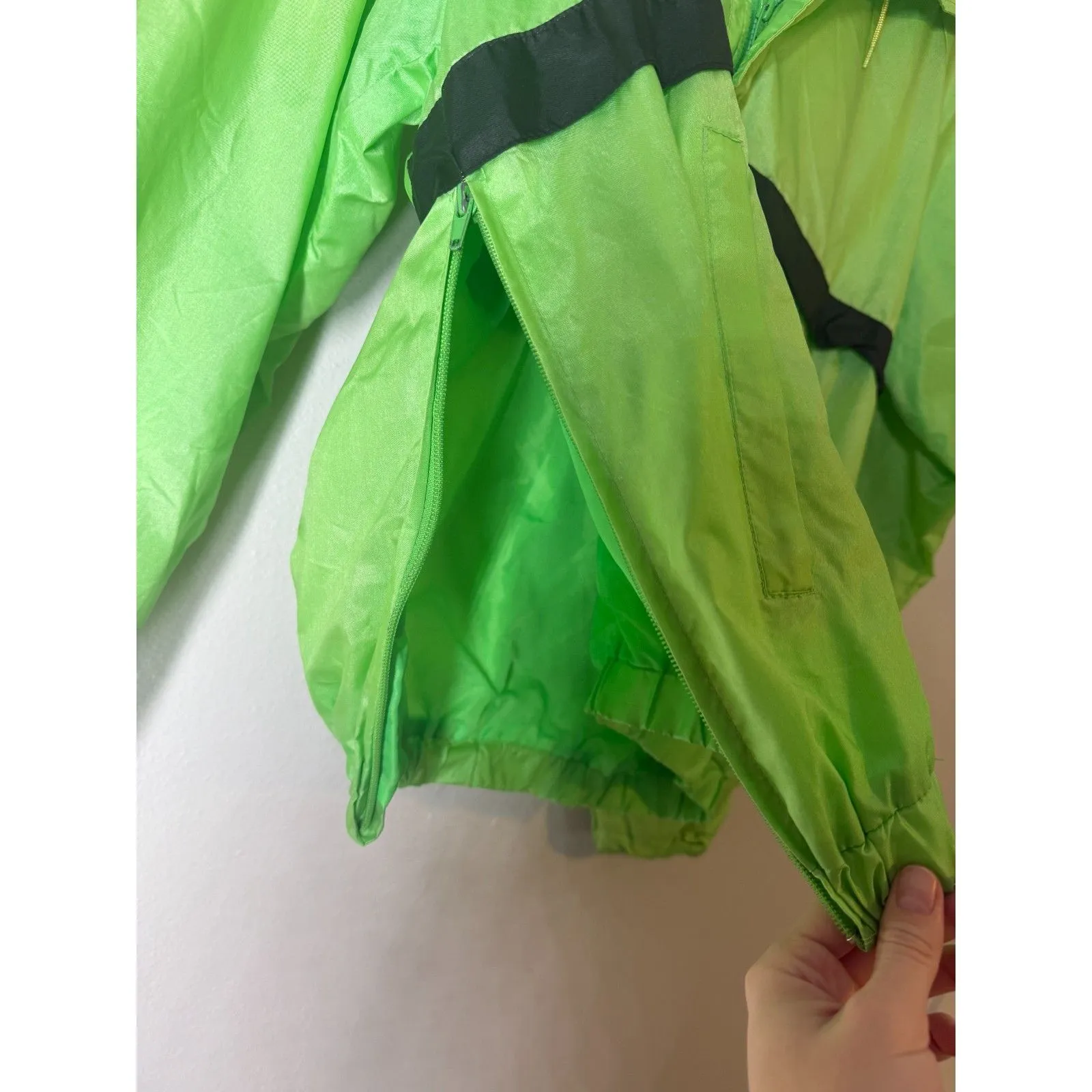 Vintage 80s Hotstuf Neon Green Wind Breaker Sz L Boxy Retro Gorpcore Disco Size L - Image 4