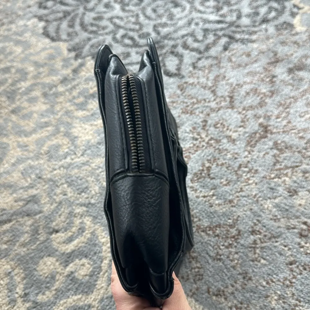 Nicole Miller Leather Snake Skin Multi-compartment Handbag Black - Image 6