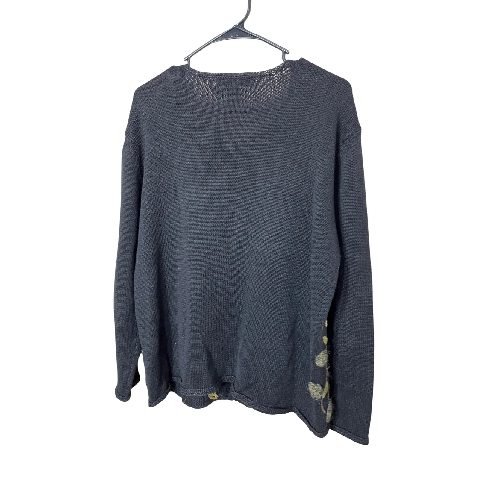 Vintage Rebecca Stone Black Floral Embroidered Knit Cardigan Sweater‎ Womens XL - Image 6