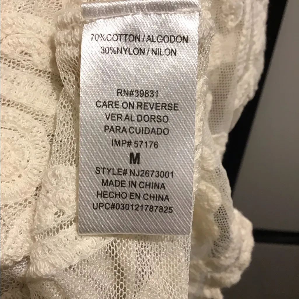 Rewind Sheer Crochet Lace Floral Embroidered Long Sleeve Blouse Scallop Trim - Image 8