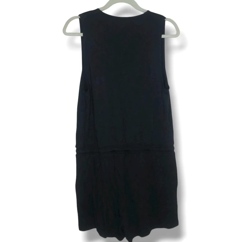 Beyond Yoga Large Easy Gather Romper V-Neck Sleeveless Women's Black‎ Athleisure - Image 3