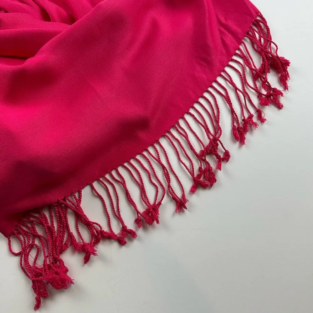 Jones New York Snapdragon Pink Fringe Viscose Scarf - Image 4