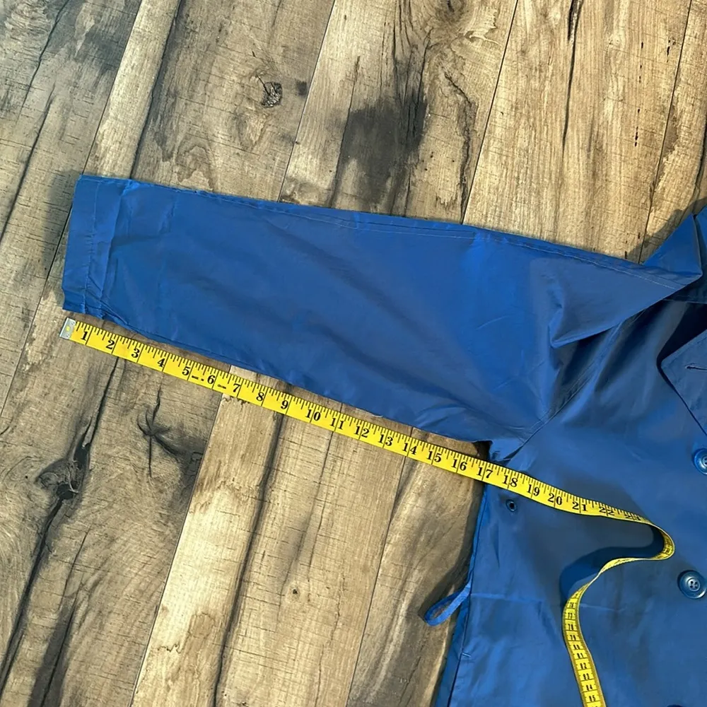 London Fog Women’s Small Blue Belted Button Trench Coat Jacket Rain Classic - Image 4