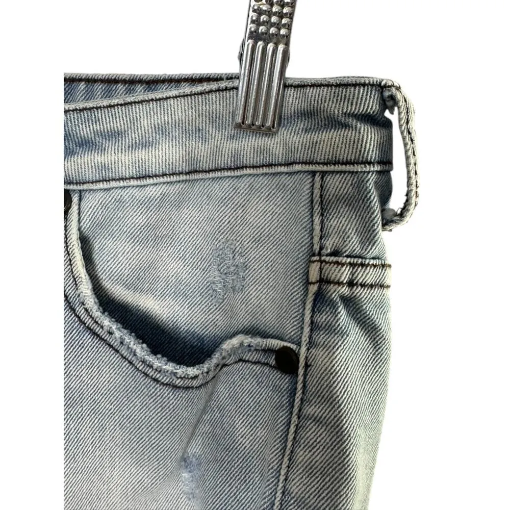 One Teaspoon Distressed Cut-off Light Rinse High Waist Denim Jean Shorts 26 / 2 - Image 5