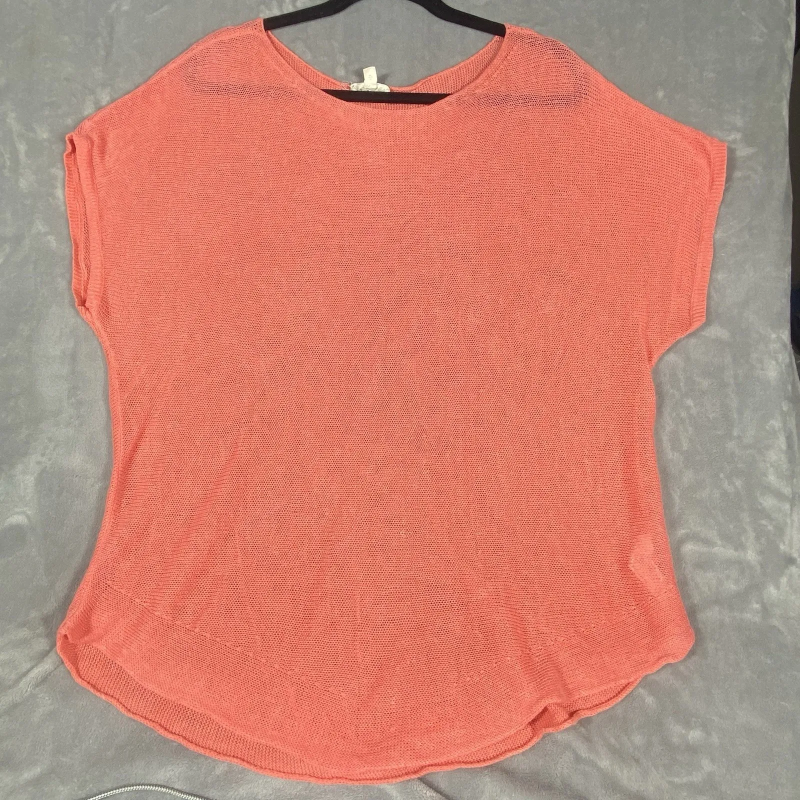 Eileen Fisher Coral Top XL 100% Organic Linen‎ Cap Sleeve Pullover Beach Resort - Image 4