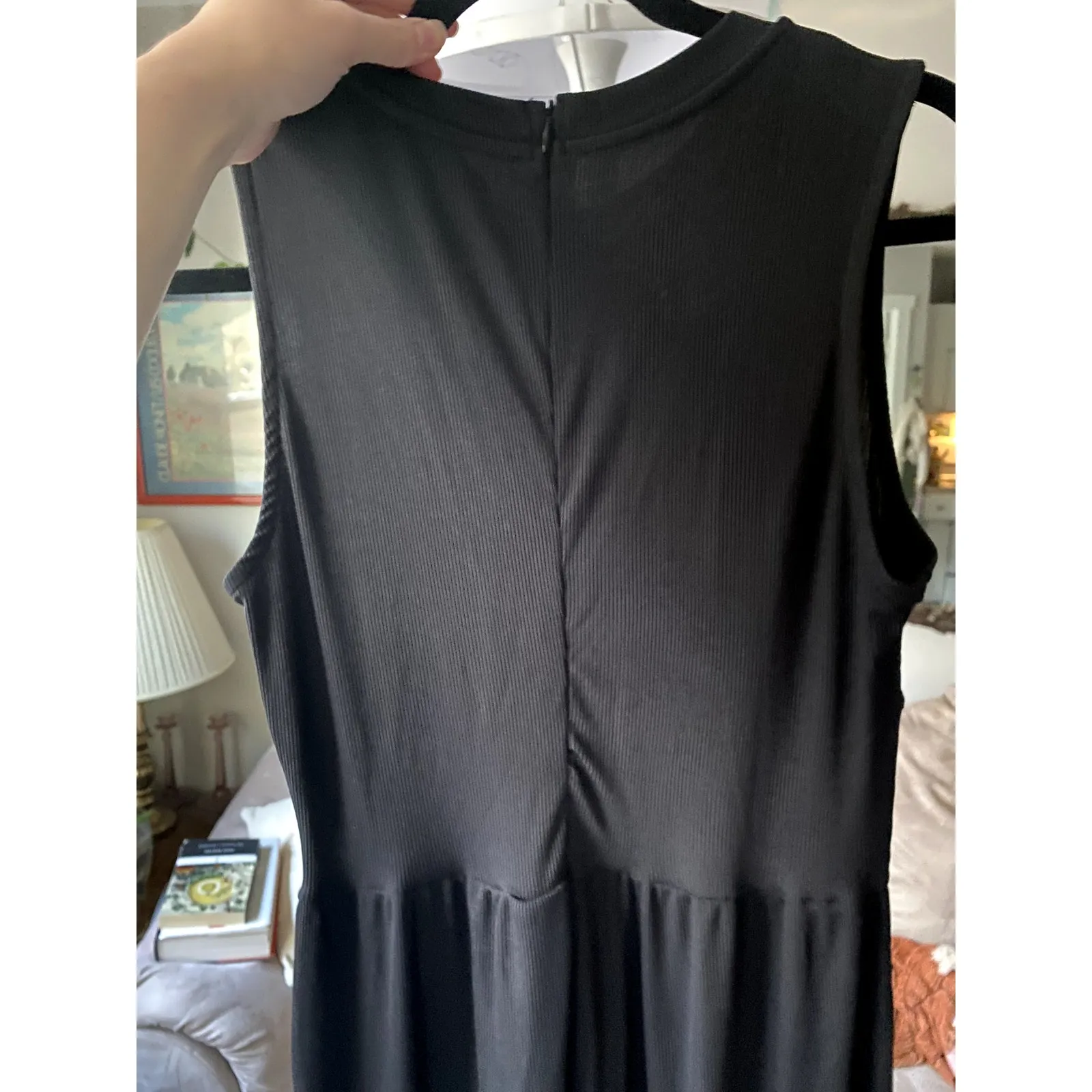 Cider Viral Slimming Black Jumpsuit Large Wide Leg Lounge Date Night‎ Minimalist - Image 4