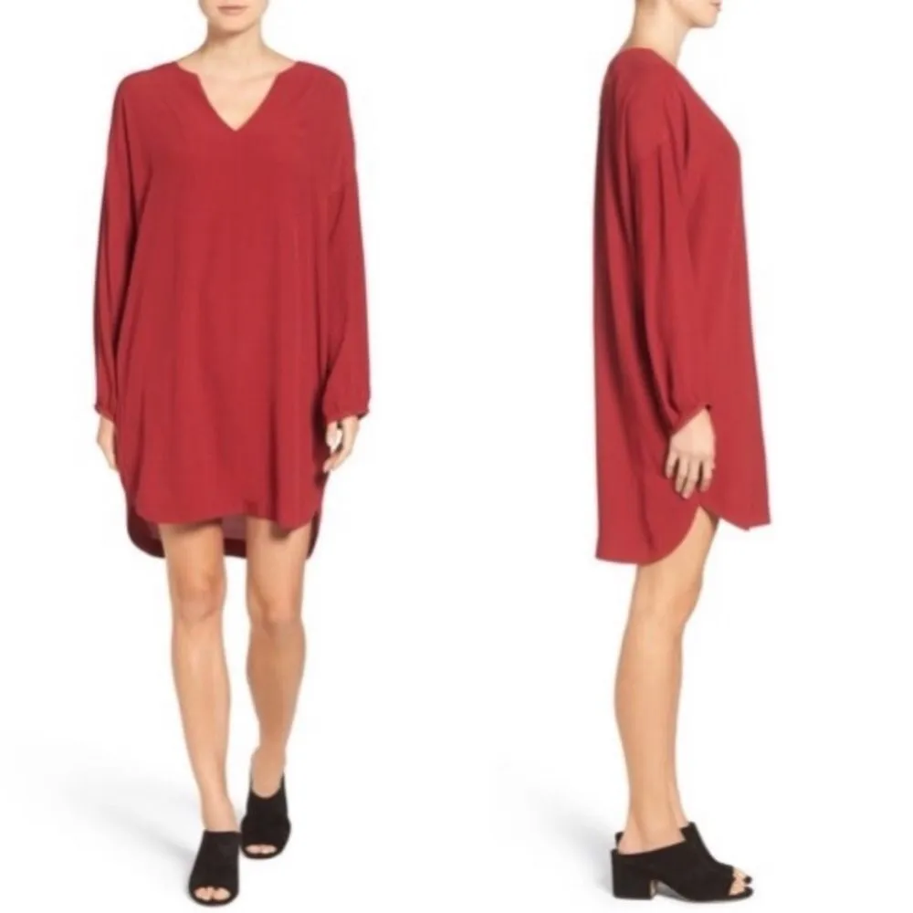 Madewell Red Du Jour 3/4 Sleeve Tunic Dress Brick Red Shift Women’s Size Small - Image 4