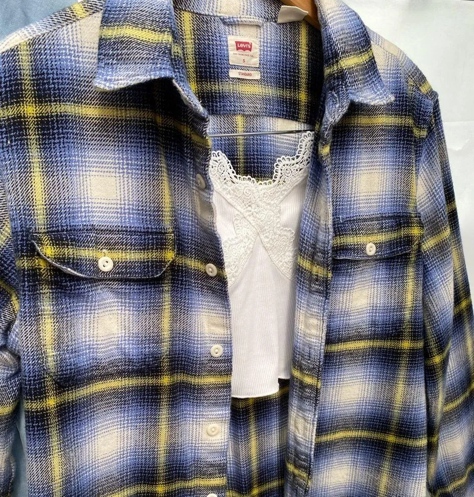 Unisex Levi’s Plaid Worker Flannel Layering Button Up Long Sleeve Overshirt - Image 6