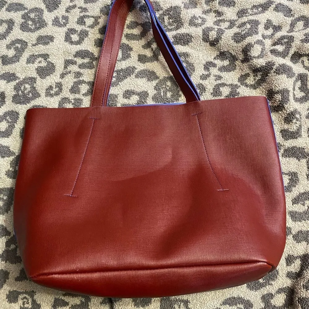 Oscar de la Renta  Burgundy Red PVC Large Tote Bag - Image 3