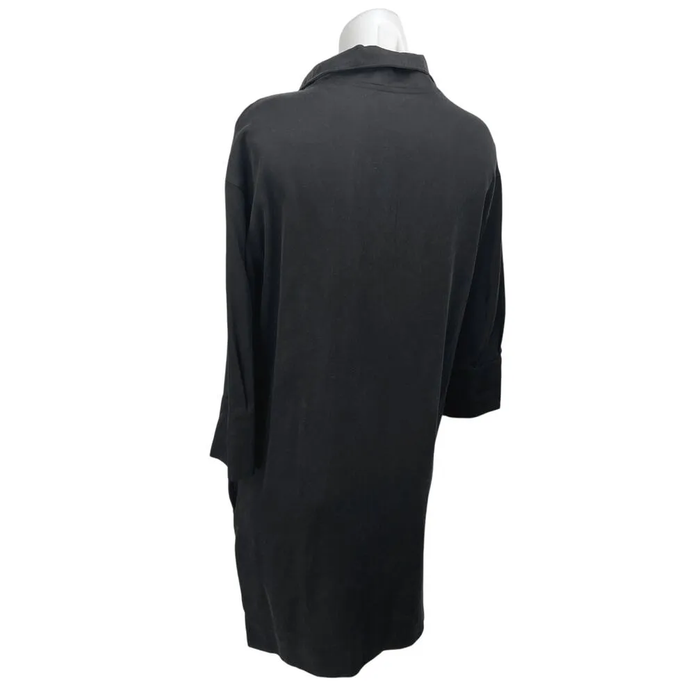 COS Women's Black Long Sleeve Collar Quarter Zip Knee Length Shirt Dress Size S - Image 3