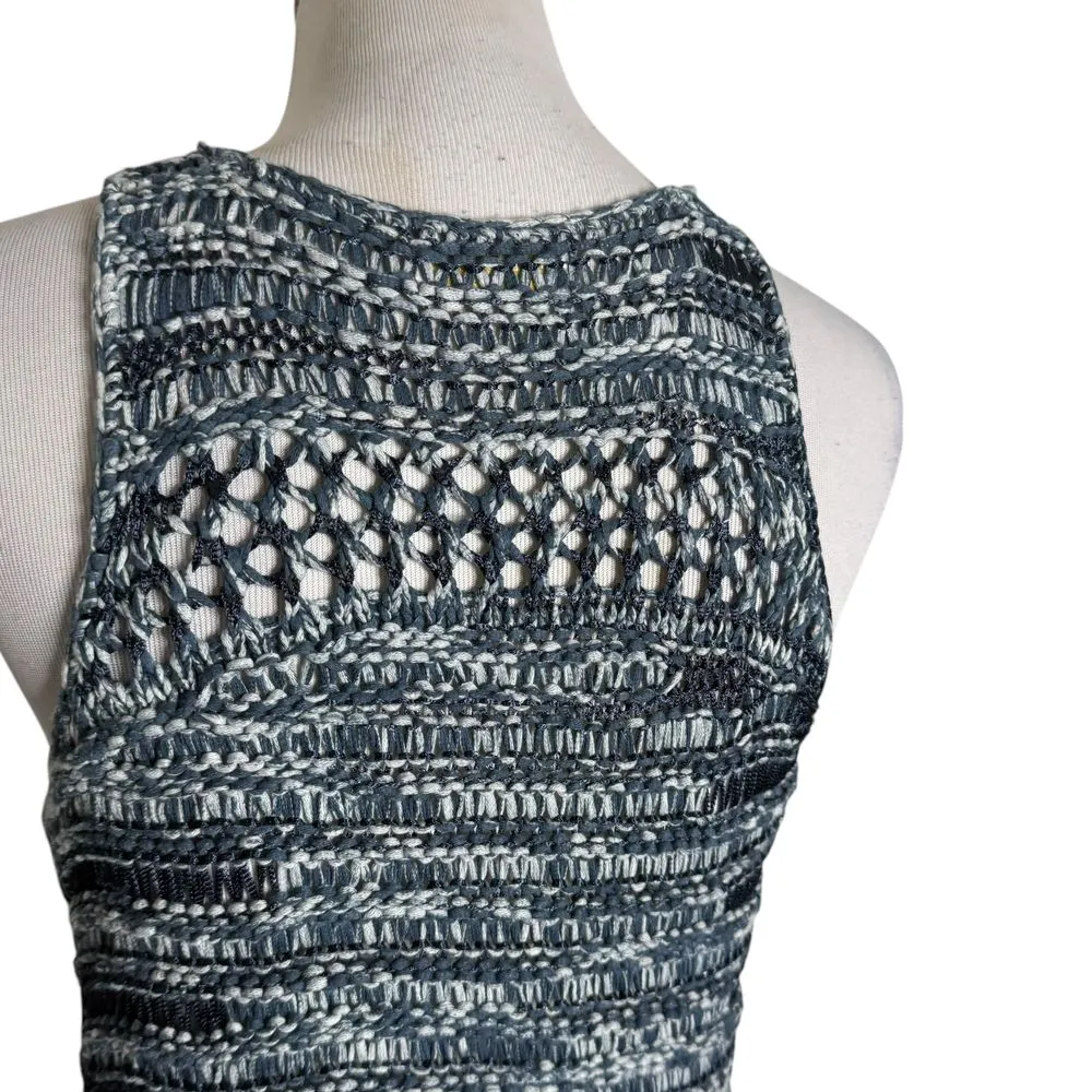 Ramy Brook Crochet Knit Sleeveless Top Women Size‎ XS Blue Layering Coastal BOHO - Image 7