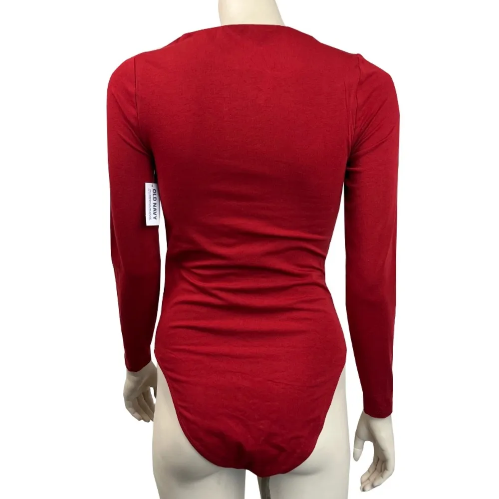 Old Navy Red Long Sleeve Bodysuit - Image 3