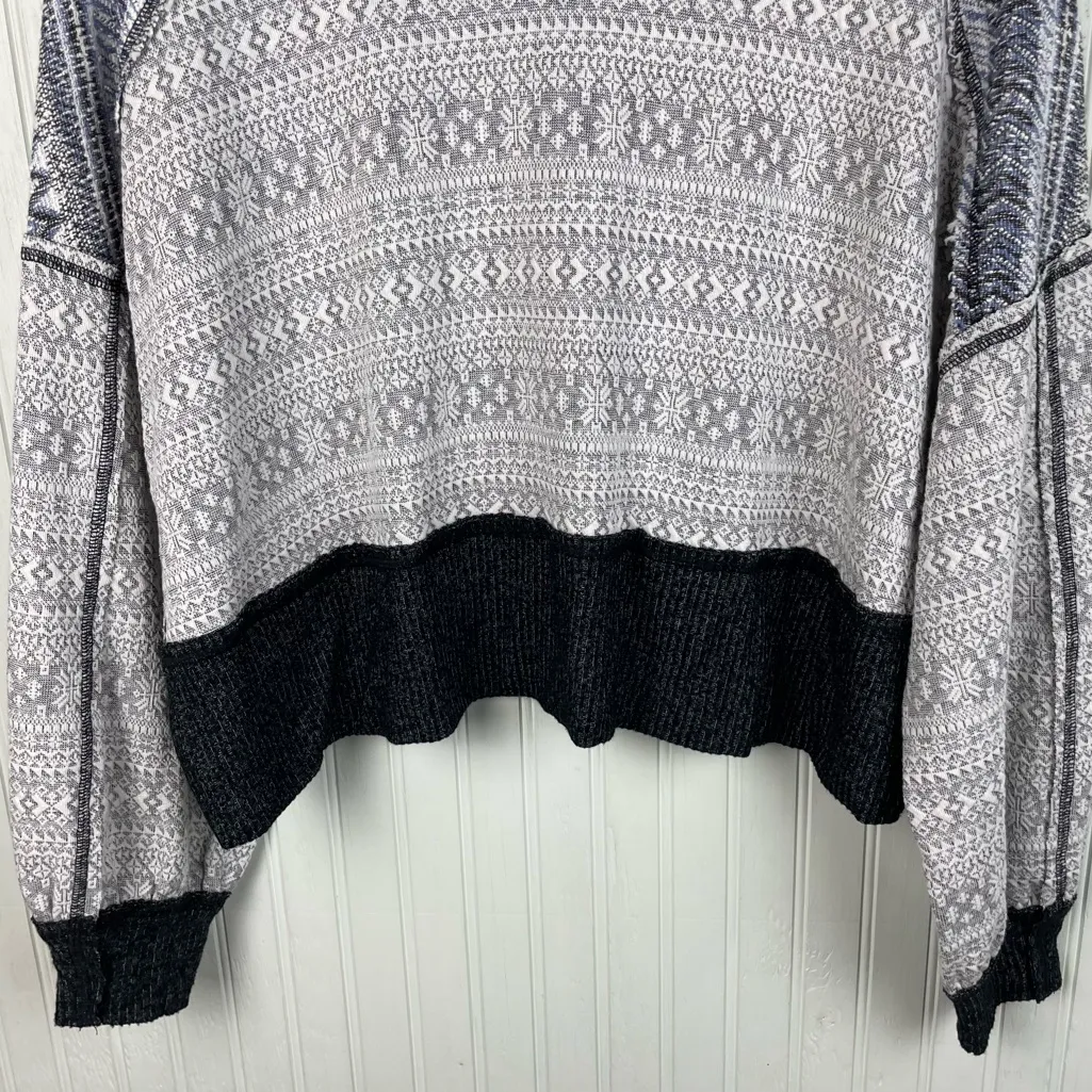 NEW Free People At The Lodge Pullover Top Size XS Grey Frost Combo Fair Isle Ski - Image 5