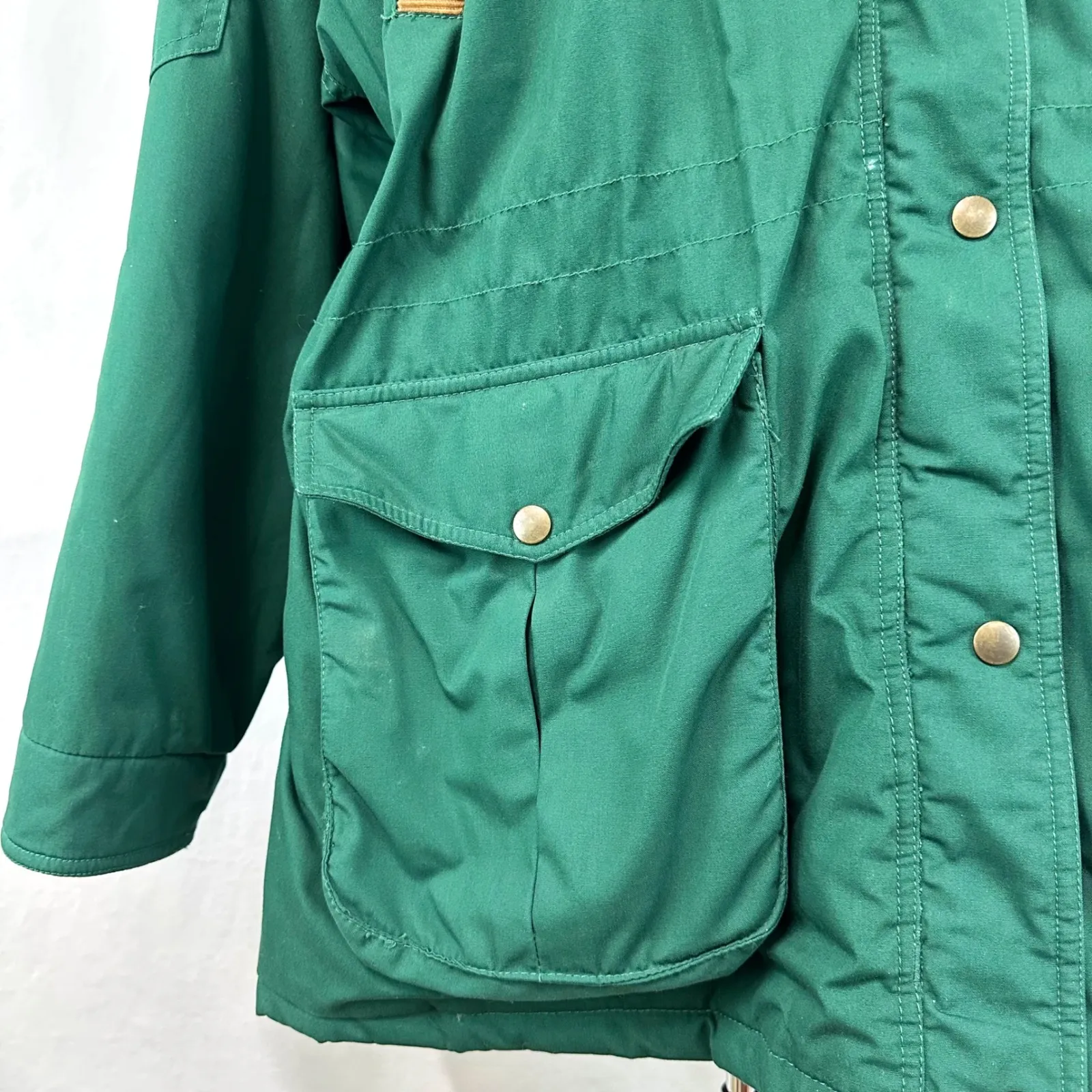 CABIN CREEK Vintage Green Corduroy Collar Barn Jacket Chore Coat Women's M - Image 3