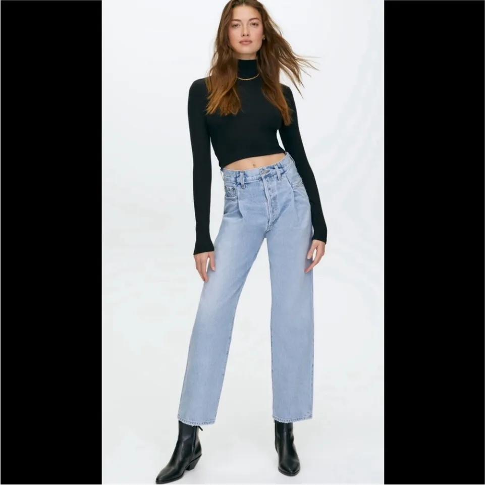 New! AGOLDE High Rise Fold
Waistband Jeans Denim‎ Sz 25 $258 - Image 7
