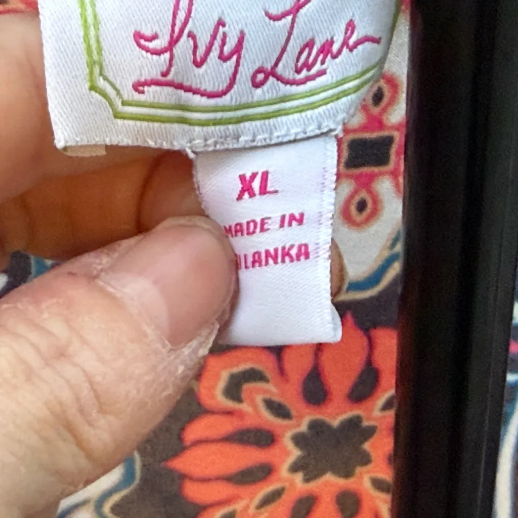 Ivy Lane Colorful Bohemian Patterned Dress Long bell sleeves size XL - Image 5