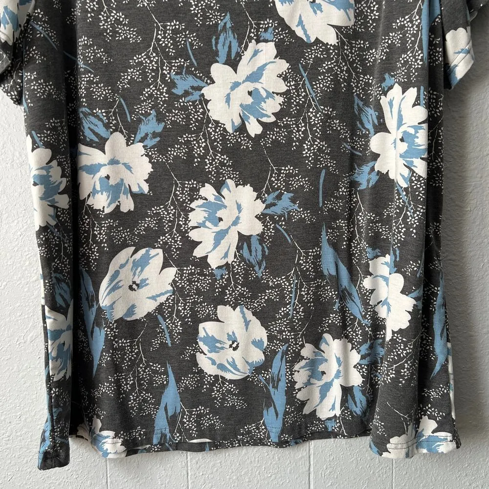 Bishuige Womens Top 2XL Henley Floral Casual Everyday Wear Soft Stretch Comfort Gray Size 2X - Image 8