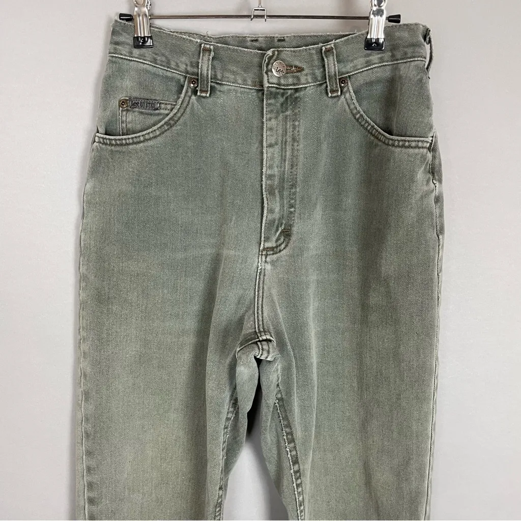 Vintage 90s Lee Jeans Faded Green Tapered Leg Mom Jeans Grunge Neutral‎ Denim Size undefined - Image 4