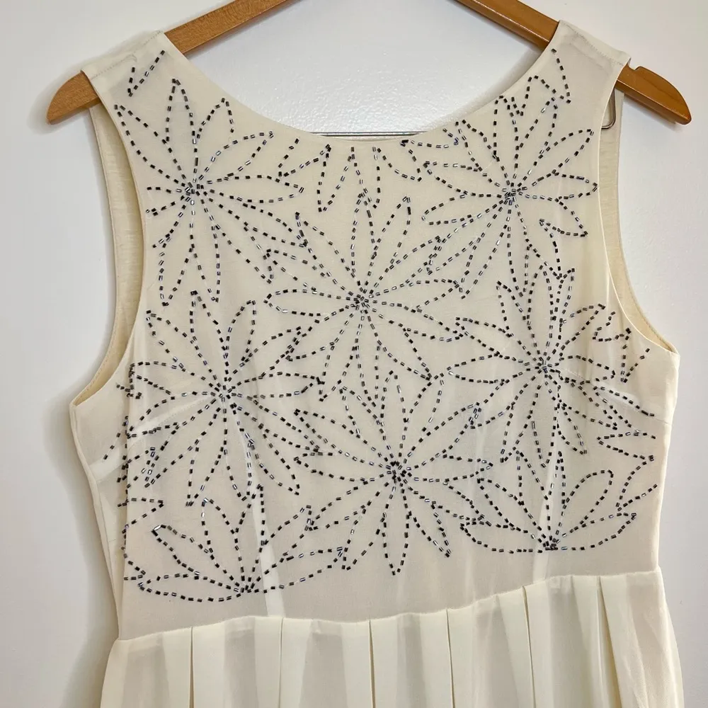 TFNC London Rubina Dress Woman’s Large Cream Beaded Floral Bodice Sleeveless - Image 4