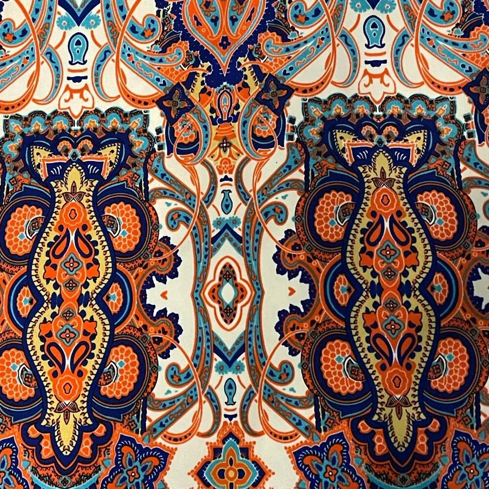 BCBGMaxAzria Paisley Sleeveless Button Front Top Large - Image 6