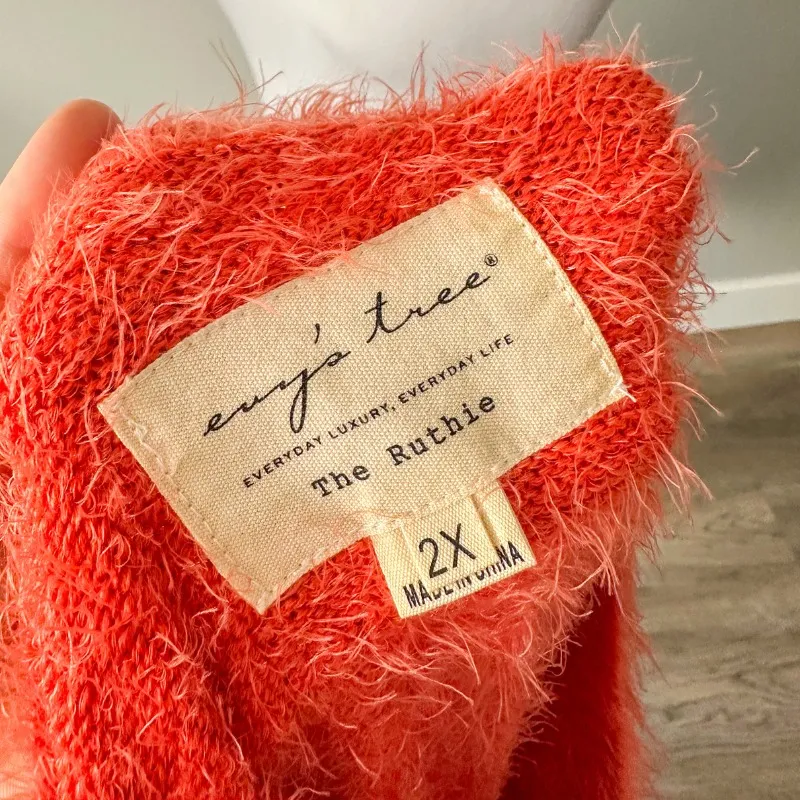 Evy's Tree The Ruthie Orange Feathered Sweater - Image 4