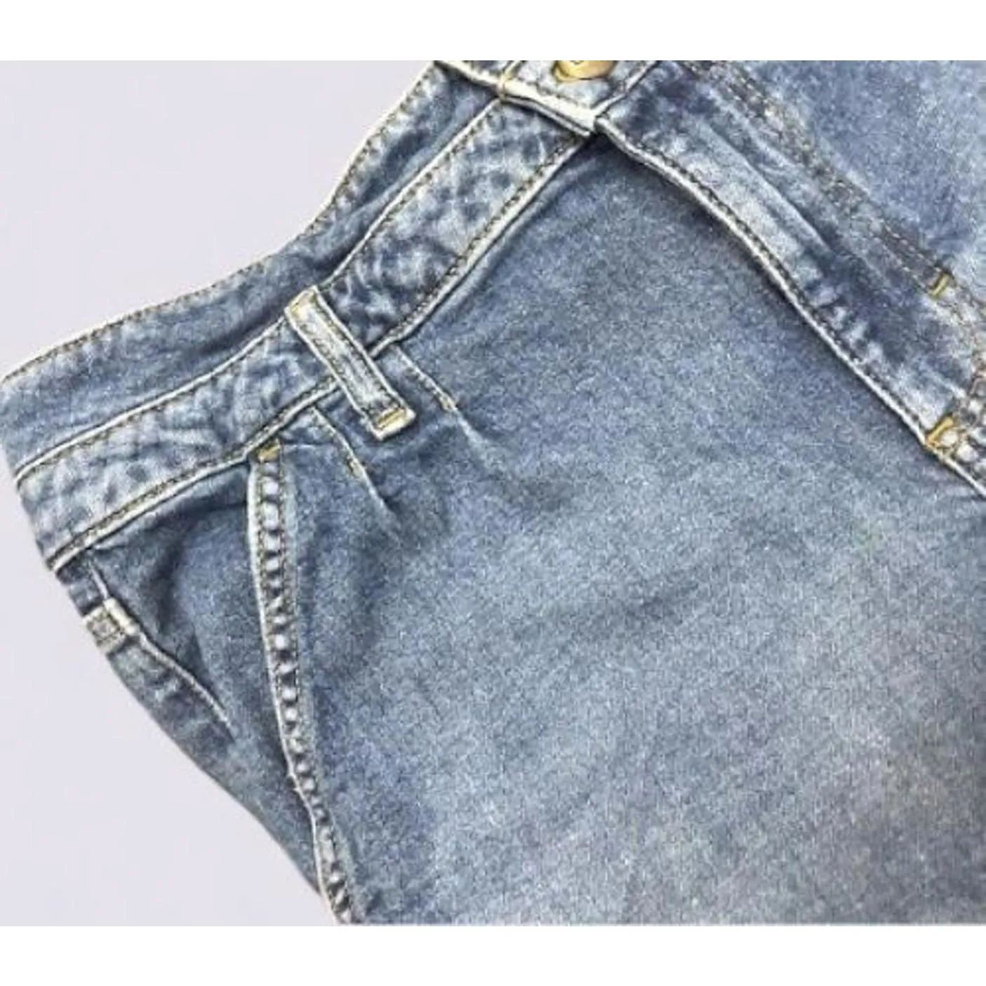 Vintage Lee Women's Jean‎ Shorts Sz M Y2K Double Buttons Pleated - Image 4