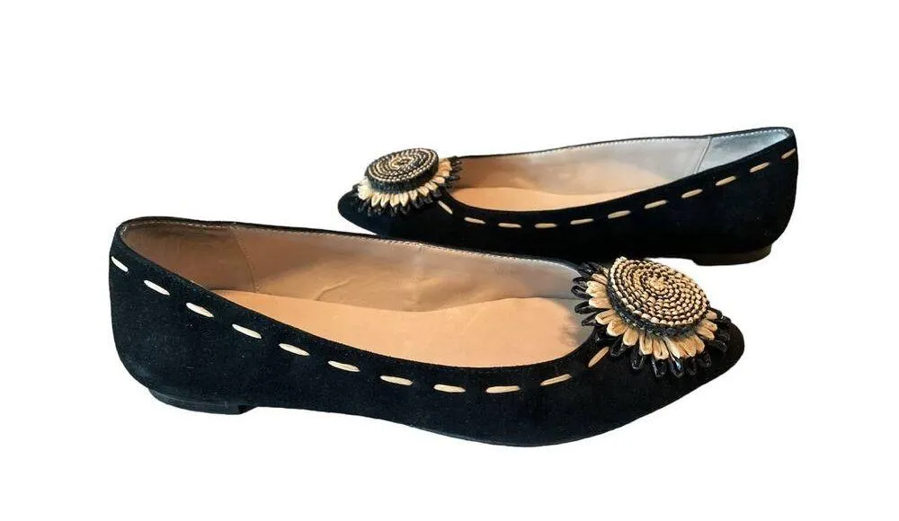 Donald J Pliner Black Bibbi Suede Leather Pointed Toe Flats Size 7 - Image 15