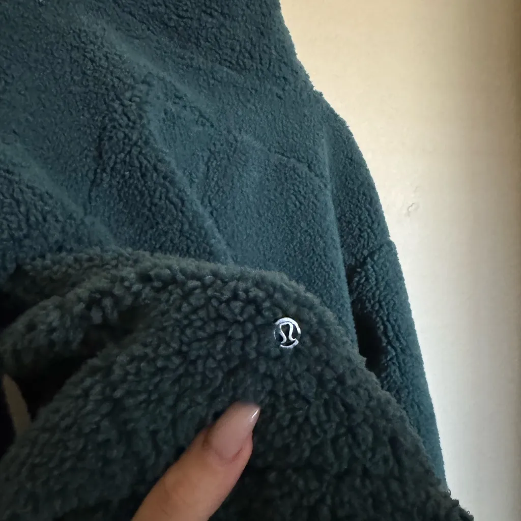 lululemon Cinchable Fleece Zip Up Jacket Sz 6 Green Jasper - Image 8