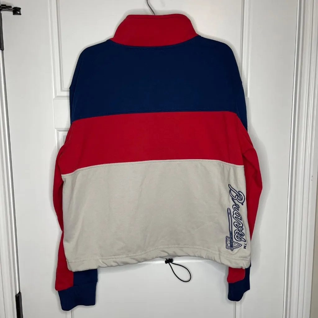 Atlanta Braves The‎ Wild Collective Pullover Women's Size M Red/Navy Color Block Red Size M - Image 3